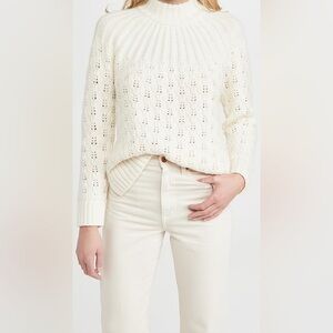 Madewell Pointelle Stitch-Mix Mockneck Sweater in Cream